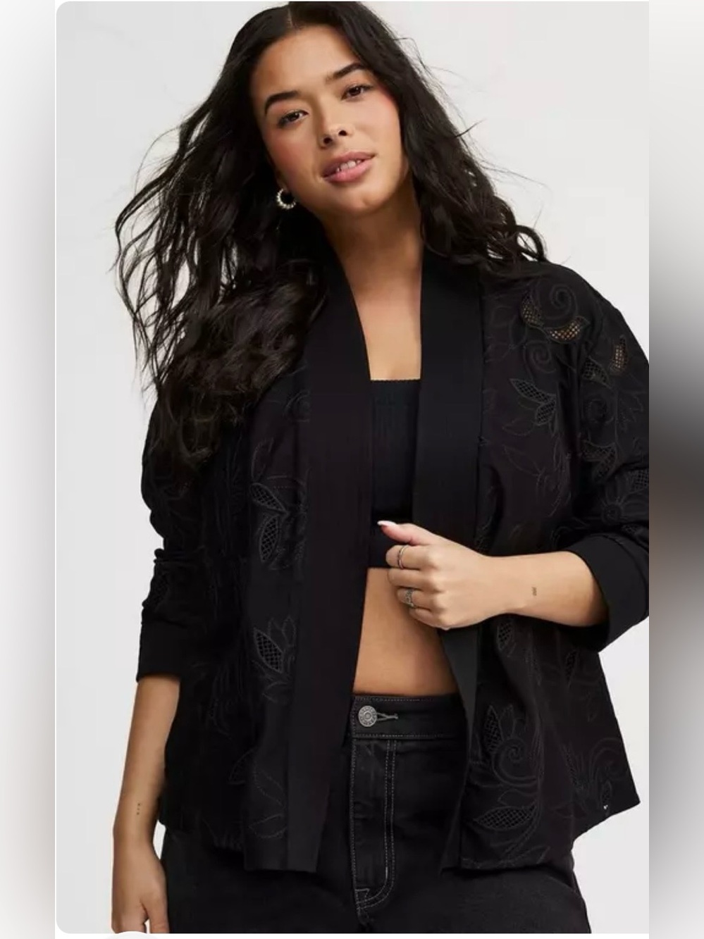 Torrid Washed Twill Embroidered Jacket
